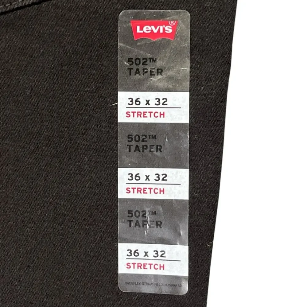 Levi’s 502 Taper Stretch Jeans Black Men’s 36x32 NWT